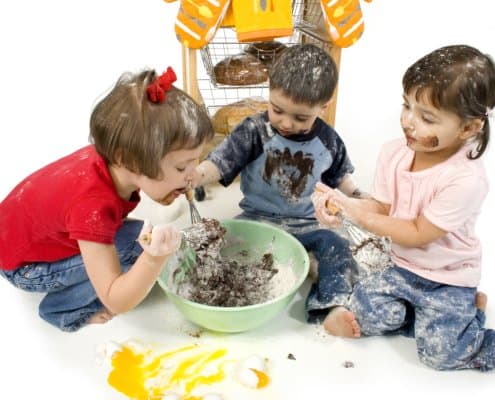 Kids making a mess