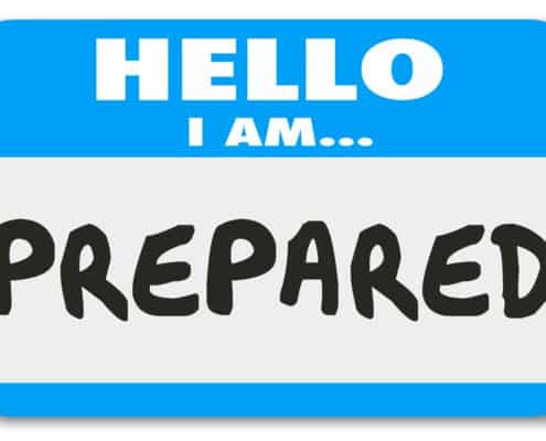 Name tag with prepared written on it