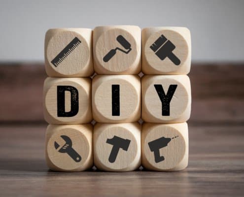 Blocks of wood with DIY letters